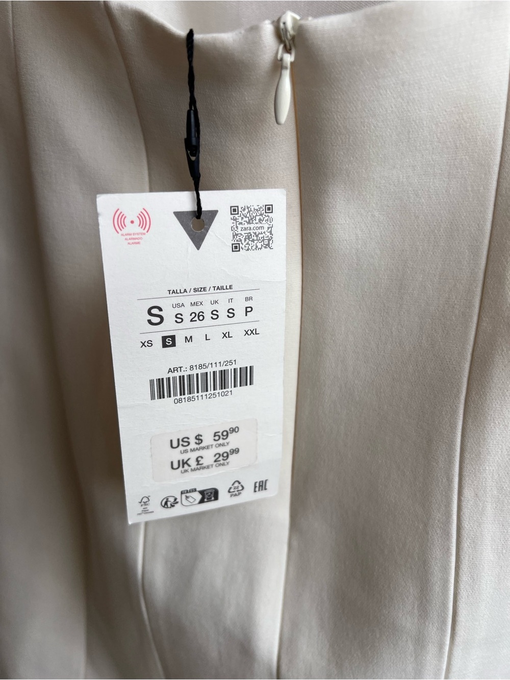 NWT Zara White Stretch Mini Dress Size S - Picture 3 of 5